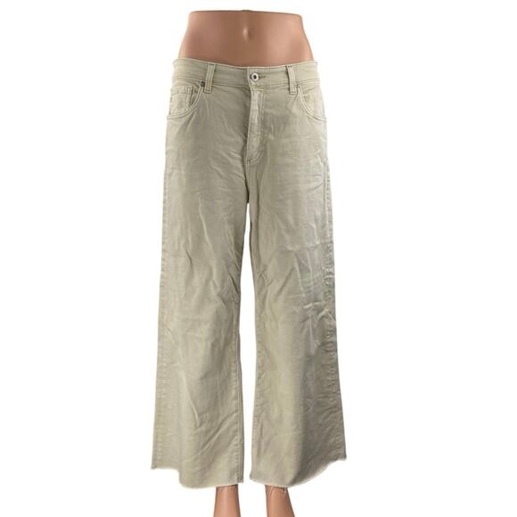 Adriano Goldschmied Beige High Waist Frayed Hem Palazzo Wide Leg Denim Jeans 29 - Picture 1 of 5